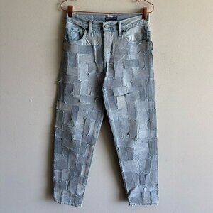 Levis Women Straight Leg High Rise Column Taper Patchwork Jeans Denim Size 25 30